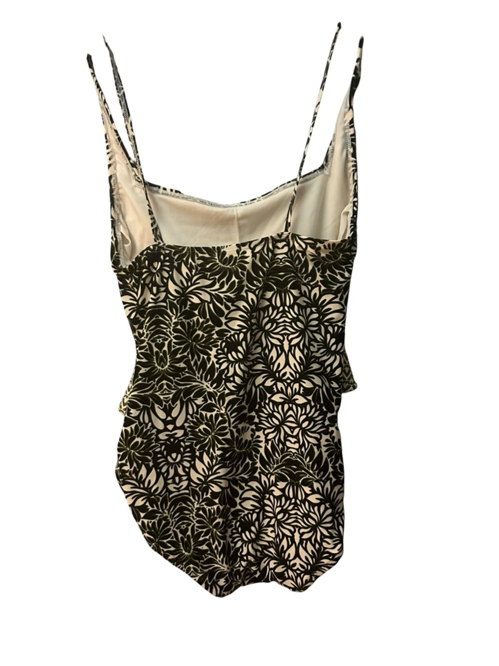 Ellen Tracy Army Green and Cream Floral Tank One-Piece - Picture 2 of 8